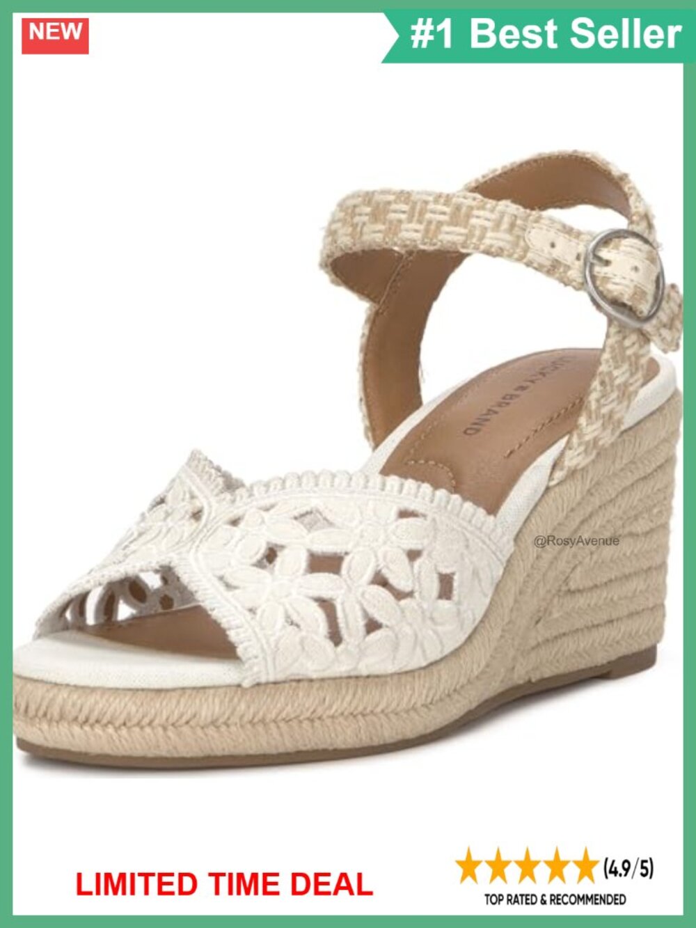 Lucky Brand Coyna Linen Wedge Sandals Open Toe Buckle Platform